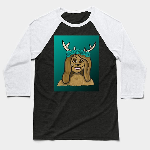 Deer Baseball T-Shirt by tesiamarieart